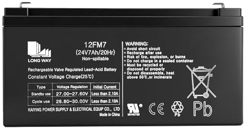 FACJOYMOOU Batterie 24 V 7 Ah pour jouets de voiture utv 12fm7 20h 24 V Valve régulée scellée au plomb