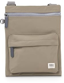 ROKA London Chelsea B Crossbody Phone Bag for Women & Men - Multi Pockets, Chunky Zip, Adjustable Strap for Mobile Phones, Wallet, Cards Recycled Nylon Taupe