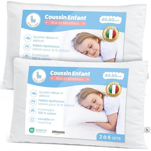 Baby Lama Kissen für Kinderbett - Kinderkissen 2–6 Jahre – Flaches Kopfkissen 40x60 cm - Babykissen Made in Italy (2)