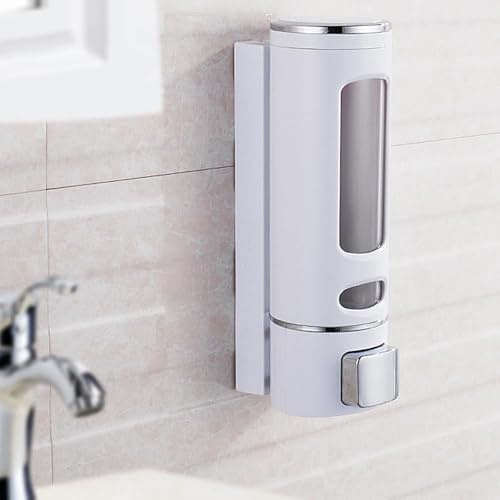 GREENSAPPIRE 400ml Wall-Mounted Soap Dispenser Clear Window Hand Soap | Shower Gel Dispenser for Bathroom, Kitchen & Hotel | Durable ABS Plastic | Easy-Install Push-Button Pump