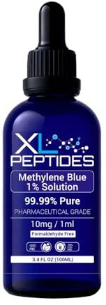 Methylene Blue - 99.99% Pure, Pharmaceutical Grade Methylene Blue 1% Solution - USP Grade - Formaldehyde-Free - 3.4 fl oz Glass Bottle - Third-Party Tested