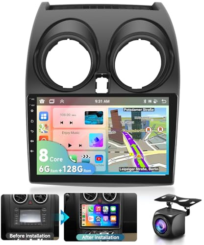 6G&128G 8 núcleos VECHTEL 9 Radio de Coche para Nissan Qashqai J10 2006-2016(con Pantalla de Navi) con Carplay Android Auto,Android 15,Bluetooth,Radio RDS/FM,GPS Wi-Fi,cámara de visión AHD