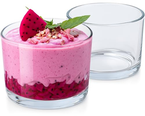 KONZEPT 12er Set Dessertgläser 200 ml – stapelbare, transparente Dessertschalen aus Glas – perfekt für Tiramisu, Panna Cotta, Pudding & Schichtdesserts