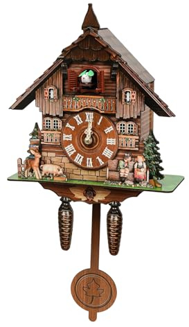 Kuckucksuhr Wanduhr, Moderne Kuckucksuhr Holz Design, Stundenschlag 7-21 Uhr, Regelbar Lautstärke, 25x50 cm, Für Wohnzimmer Küche, Geschenk Einweihung Weihnachten