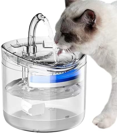 Fontaine de boisson intelligente pour animaux de compagnie : distributeur d'eau silencieux de 2 litres, dispositif d'hydratation transparent automatique, bol intérieur pour chiots et maintient le flux
