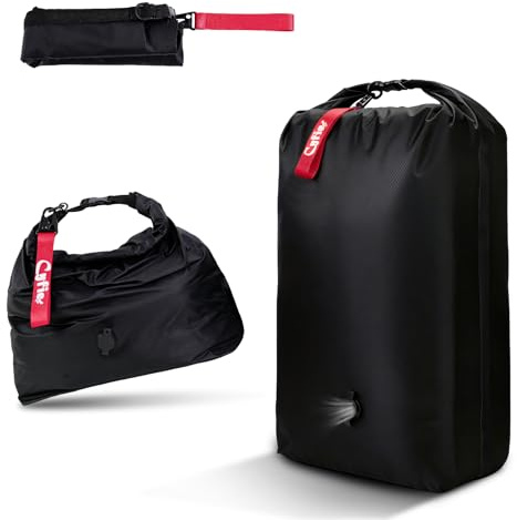 CYFIE Sacchetto sottovuoto nero per vestiti da viaggio, sacco a compressione senza pompa, ipx7, impermeabile, sacchetto sottovuoto manuale per costumi da bagno, vestiti bagnati, salvaspazio