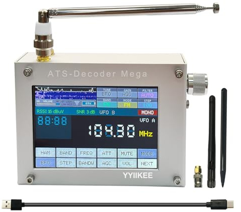Upgraded ATS-Decoder Mega SDR Radio Receiver 4 Touch Color Screen AM FM SYNC SSB CW DIGI Version with SI4735D60 High-Sensitivity Chip Built-in Rechargable Battery