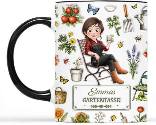 Geschenke Mall Tasse Personalisiert - Gartentasse - geschenke für gärtner, blumentopf tasse, pflanztasse, geschenk für gartenliebhaber (Modell #2 - Weiblich)
