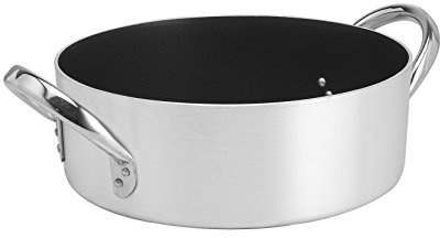 PARDINI Casseruola Bassa Antiaderente Platinum 2 Manici 24 Pentole Cucina, Alluminio, Grigio, 24 cm