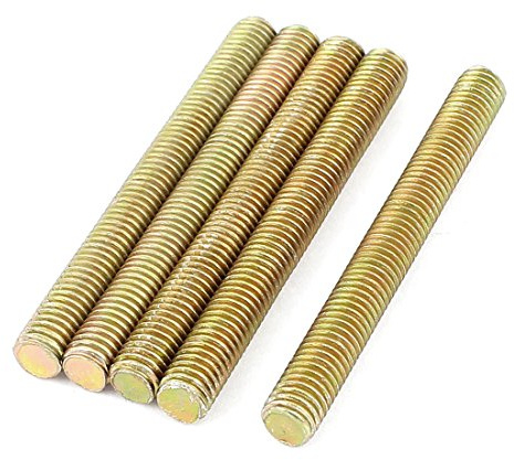 sourcingmap 1.25mm Pitch M8 x 75mm Male Threaded Rod Bar Brass Tone 5 Pcs