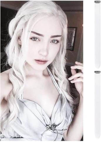 2 x Clip In Hair Extension Highlights Streaks, Colourful Hair Highlights (White)