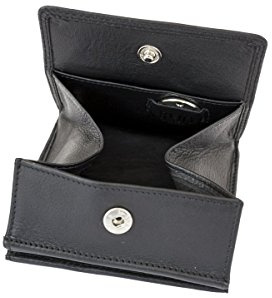 LEAS Wiener Schachtel mit großem Kleingeldfach mit RFID Schutz Block Folie mit Geschenk Box Echt-Leder, schwarz