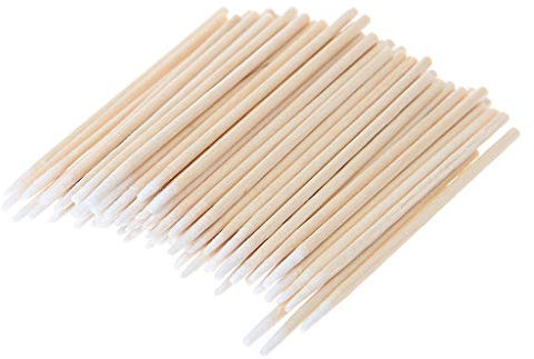 Baiyao 100pcs Short Mini Cotton Swabs Wooden Handle Single-Tipped Cotton Buds Applicator Q-tip for Salon Hospital Home Use