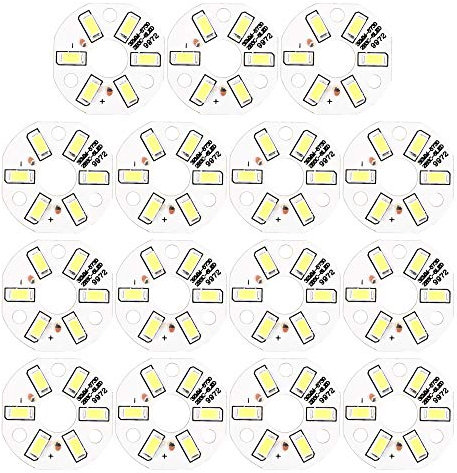 sourcing map 300mA 3W 6 LED 5730 Surface Mounted Devices LED Chip Módulo Aluminio Tablero Puro Blanco Súper Brillante 32mm Dia 15uds