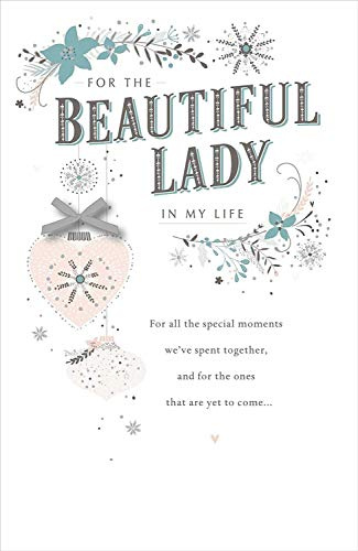 Beautiful Lady In My Life Traditional Embellished Christmas Card Xmas Cards