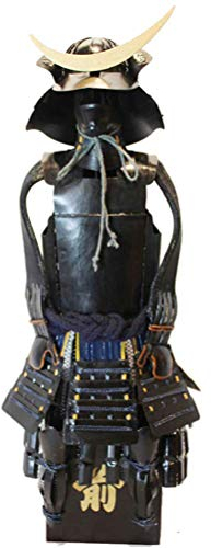 Japanische Samurai-Rüstung Schwarz-Eisen-Statuen, Modell Samurai Japaner, Japanische Statue Skulptur Eisen-Samurai-Rüstung Jahrgang Desktop-Bar Restaurant Vintage-Dekoration,L16×W12×H42CM
