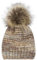 styleBREAKER Unisex Strick Bommelmütze bunt Gemustert mit Alpaka Anteil und Fleece Futter, Winter Fellbommel Mütze 04024179, Farbe:Braun-Beige-Grau