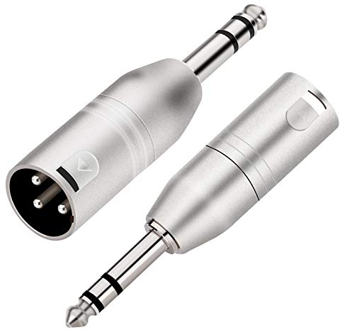 Tisino Adaptador TRS a XLR de 1/10.2 cm, equilibrado, 6.35 mm macho a XLR macho, paquete de 2