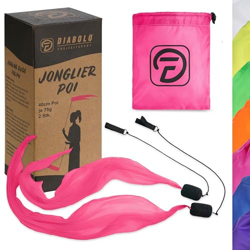 Diabolo Freizeitsport 40cm UV leucht Poi in Pink - Angel Wings Spinning Pois. Spiral Pois, Soft-Pois für Kinder - geeignet für Anfänger und Profis
