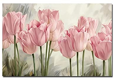 LXWWW Abstrakte Wandkunst Tulpe Pflanze Blumen Leinwand Malerei Dekoration Cuadros Poster Und Drucke Bild 50x70cm Rahmenlos