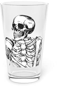Beer Glass Pint 16oz Novelty Bone Vertebrate Comical Costume Caffeine Enthusiast Humorous Humans 16oz