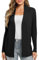EXCHIC Leicht Damen Lange Ärmel V-Ausschnitt Lange Gestrickt Cardigan Gemütlich Offene Front Strickjacke mit Taschen (M, Schwarz)