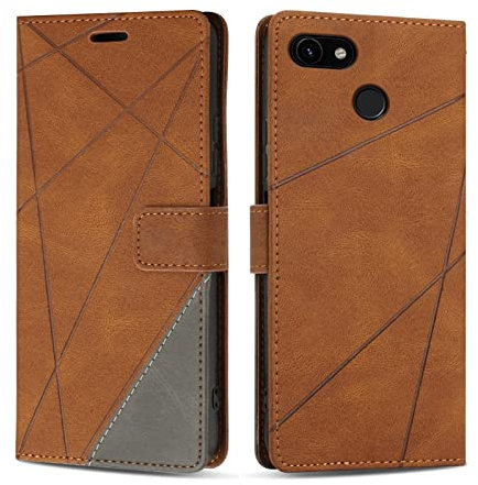 SONWO Etui Coque pour Google Pixel 3A, Protection Housse en Cuir PU Portefeuille Livre pour Google Pixel 3A, Emplacements Cartes, Marron
