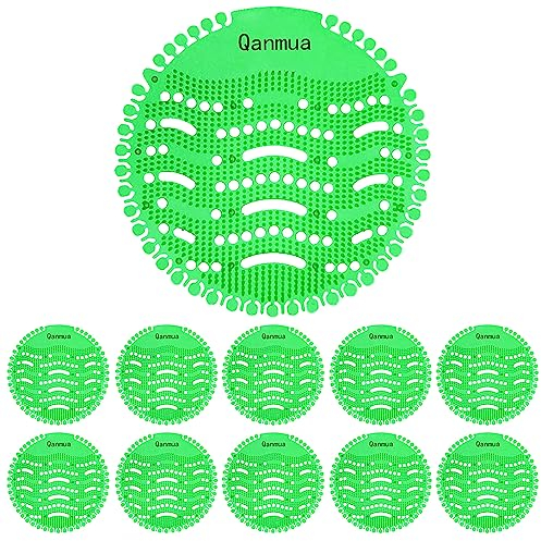 Qanmua 10 Pièces Ecrans pour Urinoir, Pastilles Urinoir Tapis d'Urinoir Désodorisant pour Urinoir, Urinal Screen pour Hôtels Bureaux Restaurants et Écoles Anti-projections et Anti-odeurs Vert