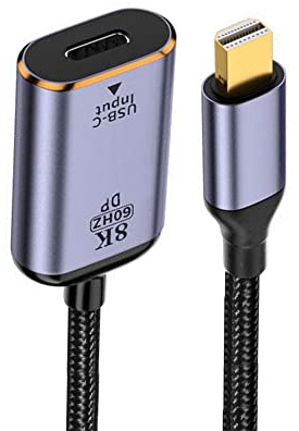 NFHK Câble USB-C type C femelle vers mini Displayport DP 1.4 évier HDTV 8K @ 60 Hz 4K @ 120 Hz pour tablette, téléphone, ordinateur portable