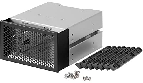 Trjgtas 3,5 HDD Käfig Rack Festplatte Tray Festplattenkäfig Unterstützung 3 HDD Festplatten (Metall, Schwarz/Silber, CD-R)