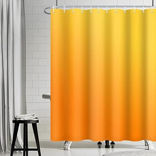 Uiiooazy Duschvorhang 180x200cm Anti Schimmel Gradient Orange Modern | Duschvorhang Herbst Gelb Wasserdicht Stoff Polyester Waschbar Bad Vorhang mit 12 Haken für Badezimmer Badewanne