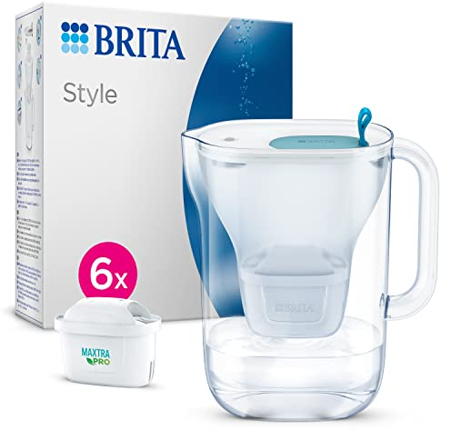 BRITA Carafe filtrante Style bleue (2,4L) inclus 6 cartouches filtrantes MAXTRA PRO All-in-1 - PRIX CHOC
