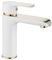 Rea Waschtischarmatur BLOOM WHITE GOLD BAS Wasserhahn Bad Badarmatur aus Messing Armatur für Waschbecken Badezimmer Mischbatterie Waschbecken Einhebel (Weiß/Gold)