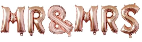 Folienballon-Set Mr & Mrs in Roségold, 40 cm, ideal für Hochzeitsdekoration, Brautpaar-Feier, Jubiläum, Verlobung, Fotohintergrund, Partyzubehör, romantische Überraschung, Valentinstag