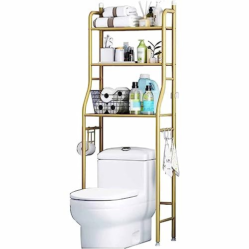 Estantería para Lavadora Sin Taladrar Estante De Almacenamiento Estante De Acabado De Inodoro Estante De Tres Capas Armario para El Inodoro En El Baño para Lavadoras sobre El Inodoro (Blanco)