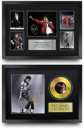 HWC Trading FR A3 Michael Jackson Collection Regali Stampati Autografo Firmato Immagine Per Gli Appassionati Di Memorabilia Musicali - A3 Incorniciato