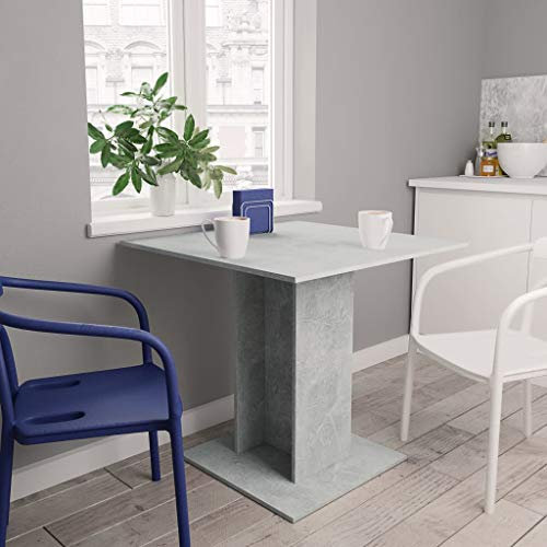Homgoday Esszimmertisch Betongrau 80x80x75 cm Holzwerkstoff - Minimalistisch, stabil und einfach zu reinigen Model800256