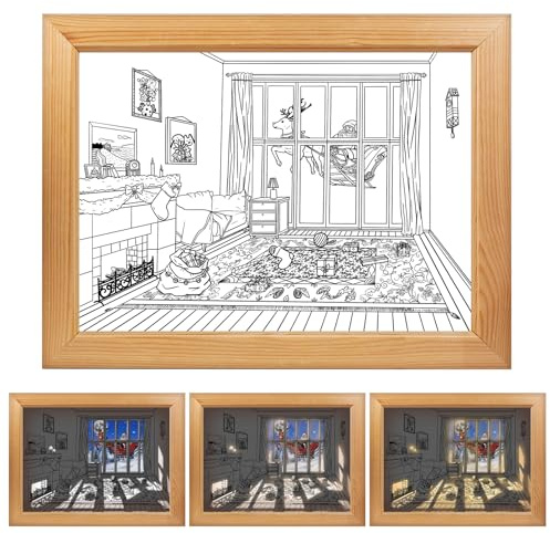 Insgen Dipinto luminoso (alimentato tramite USB, 3 modalità di illuminazione), immagine con luci LED, notte di Natale, idea artistica da parete per casa, camera, camera da letto e ufficio, (21,6 x