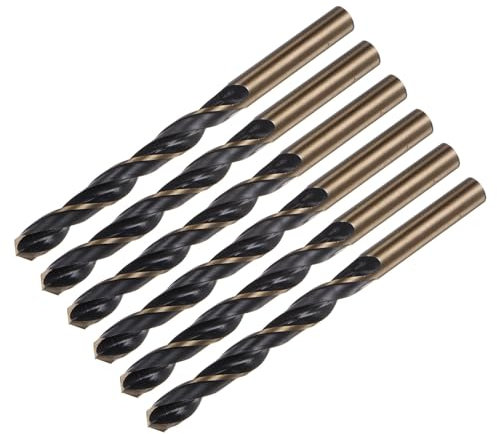 sourcing map 6pcs Jobber Drill Bits 9mm Black Nitride & Gold Titanium Coated 4341 High Speed Steel (HSS) 135 Degree Split Point Twist Drill Bits for Stainless Steel Metal Plastic Wood