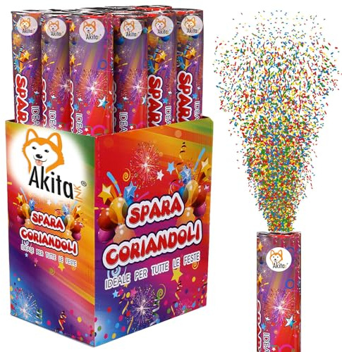 Akitaink - 12 Cannoni Tubo Spara Coriandoli colorati 40 CM ad Aria Compressa: Effetto Magico per Feste, Matrimoni Occasioni Speciali per Festeggiare una Laurea, Baby Shower, Compleanno