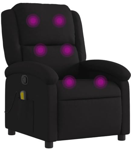 vidaXL Fauteuil de Massage Inclinable, Chaise de Relaxation avec Dossier et Repose-Pied, Siège Inclinable, Fauteuil TV, Moderne, Noir Tissu