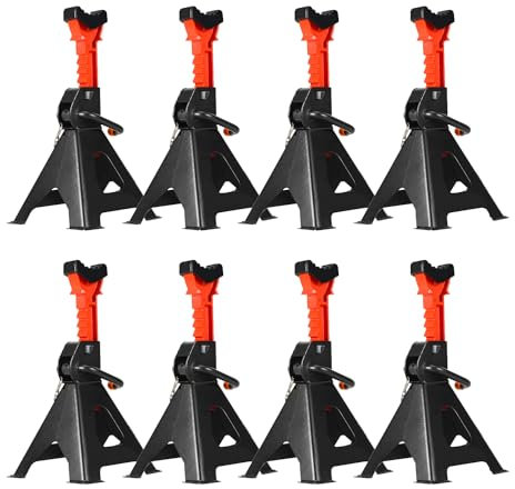 Herrselsam Unterstellbock 3T Tragfähigkeit Unterstellbock Höhenverstellbar 285-430mm Unterstellbock kfz mit Sicherung Stützböcke Auto Böcke für PKW Caravan Wohnmobilen 4 Paar