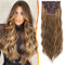 BARSDAR Clip Haare Extensions 5 STÜCKE 50CM Lange Wellige Highlights Haarverlängerungen Clip Dickes Synthetik Haarteile für Frauen Mädchen Tägliche Party - Braun & Karamell Blond