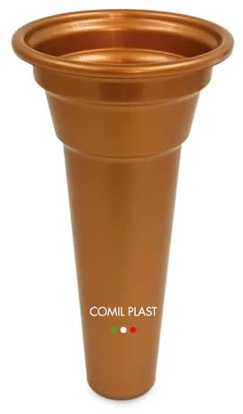 Comil Plast | Portafiori Interno in plastica per Vaso da cimitero Colore Rame | Diametro 9 cm, Altezza 17 cm.