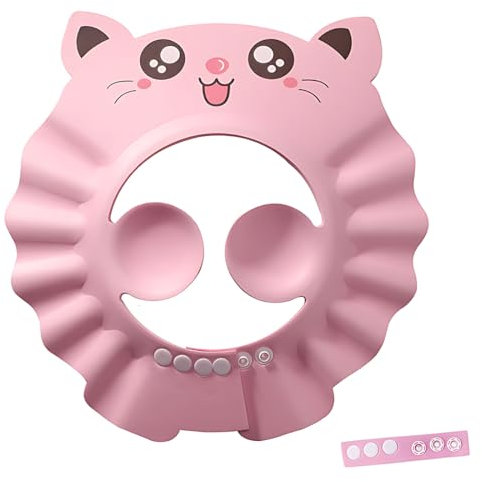 LuLiyLdJ Gorro de Ducha para niños, Visera de Ducha para niños, Gorro de Ducha Ajustable, Gorro de Ducha para bebé, Gorro de Visera Ajustable, Gorro de baño de Seguridad para niños, Rosa, 1 Pieza