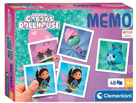 Clementoni Jouet Éducatif Memo Gabby'S Dollhouse 48 Tiles - pour Enfants 3-5 Ans, Fabriqué en Italie, 18309