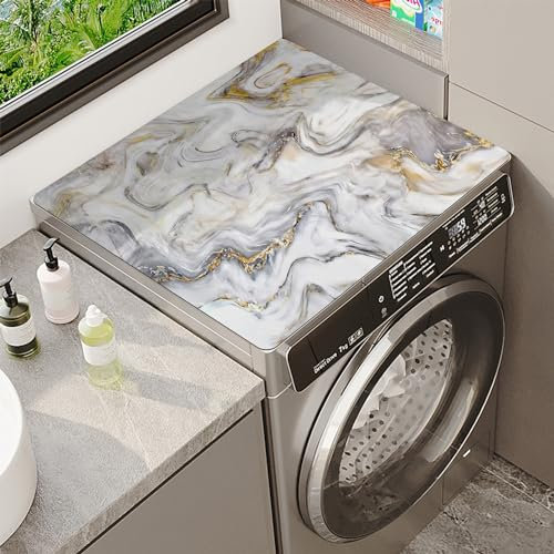 Washer And Dryer Top Protective Mat Marble Textured Patterns Washing Machine Dryer Top Protector Cover Non-Slip Waterproof Mats For Kitchen Refrigerator Laundry Room Pet Carpet (Colour 6,50x50cm)