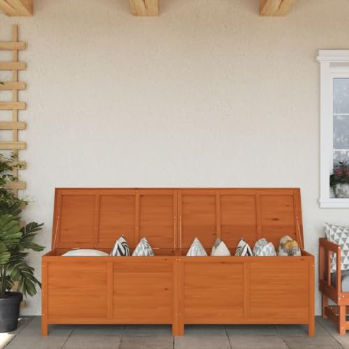 prissent Gartentruhe Braun 198,5x50x56,5 cm Gartenbox Holz Gartentruhe Holz Gartentruhe Sitzbank Holz Auflagenbox Holz Sitztruhe Holz Sitzbank Outdoor Massivholz Tanne