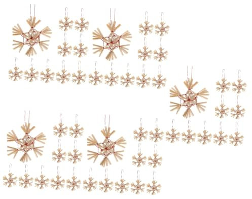 TOPBATHY 5sets Elegant Christmas Tree Hanging Ornaments Straw Decor for Home Party 10pcs*5