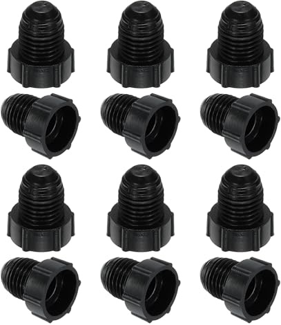 PATIKIL Tapón Roscado de Plástico de 1/4, 12 Pcs Tapones de Válvula de Ajuste de Tubo de 45 Grados Sae de 7/16-20Unf para Tubería de Aire Acondicionado, Línea de Gas Hidráulico, Negro